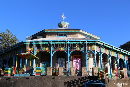 Picture of Entoto Maryam Church an orthodox temple on the Entoto mountain in Addis Ababa